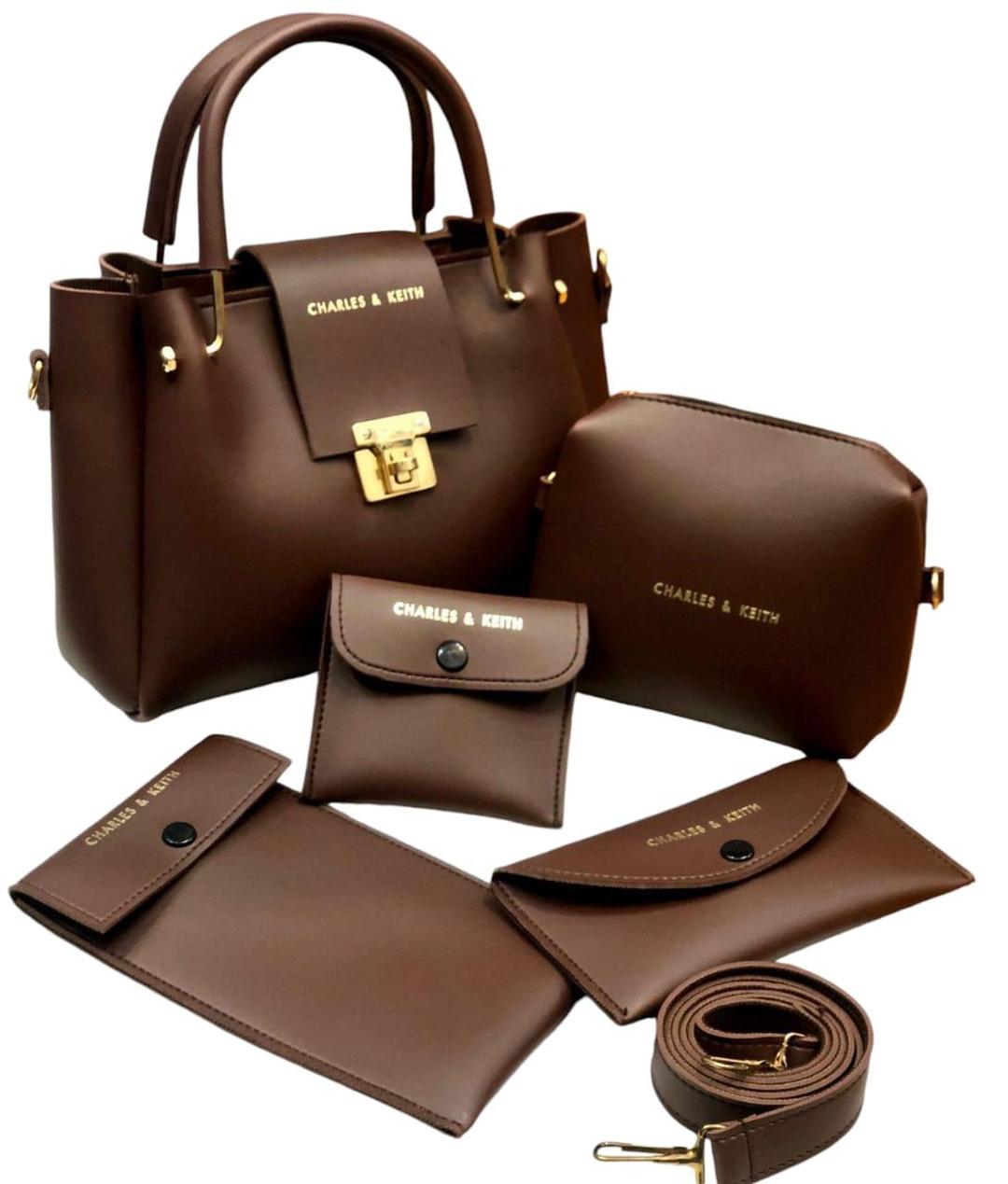 Elegant 5-Piece Women's Handbag Set – Classic Brown Edition