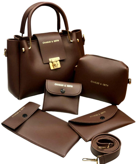 Elegant 5-Piece Women's Handbag Set – Classic Brown Edition